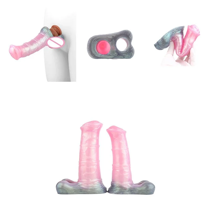 Dildo Sleeves Silicone Sex Toy Store Animal Horse Cock Sleeves Reusable Silicone Condom Penis Sleeve for Men