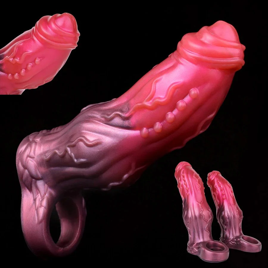 Enlarger 5.9CM Dog Knot Sheath Silicone Penis Sleeve Delay Ejaculation Penis Cover Dildo Extender Anal Sex Toys for Men