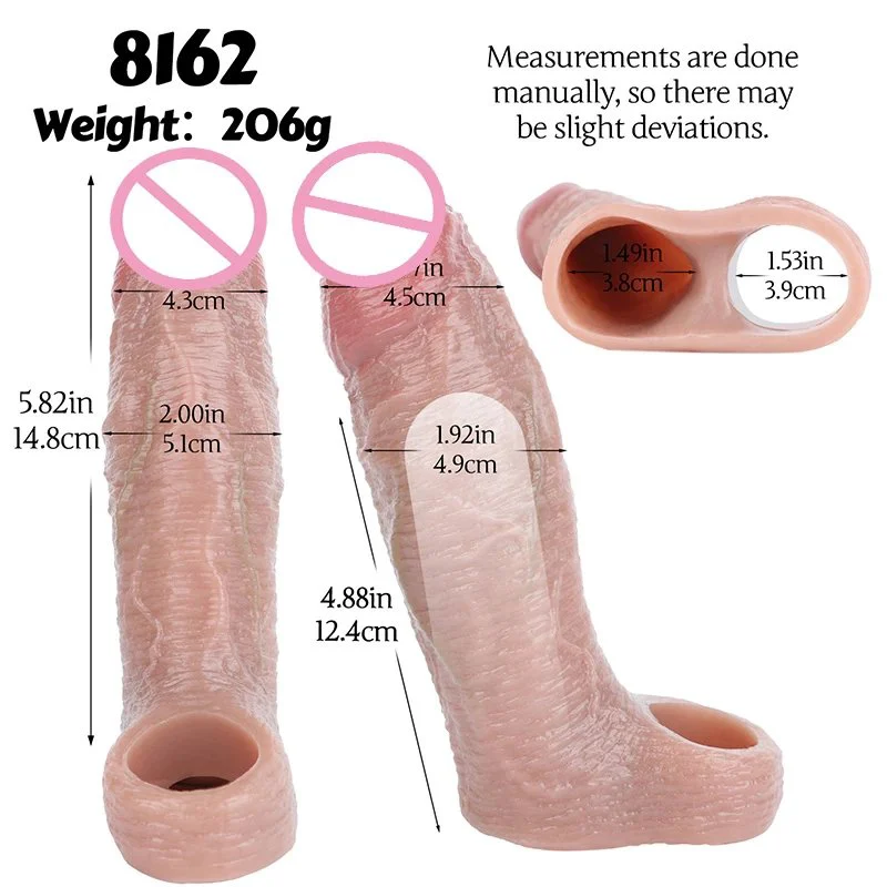 5.82in Hollow Skin Dildo Silicone Penis Extender Delay Ejaculation Penis Enlargement Sex Toys Penis Sleeve Sex Enhancer for Men