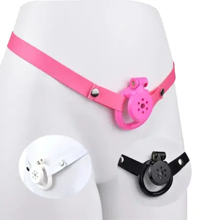 Chastity Cage for Men Strap on with Bondage Belt Sissy Cage Male Chastity Devices Flat Chastity Cage Lock Device