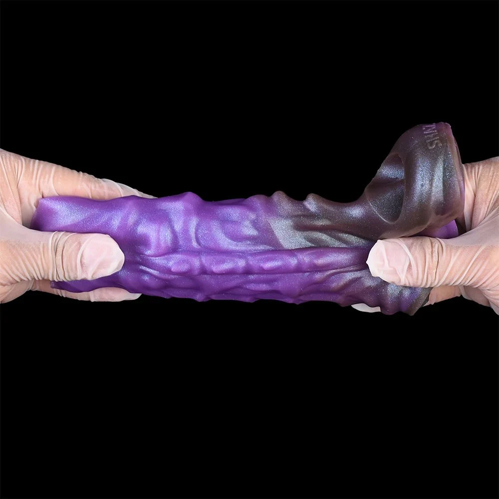 Fantasy Hollow Monster Dildo Penis Sleeve Cock Ring Stretchable Irth Extender Enhance Erection with Resin Rod Bracket
