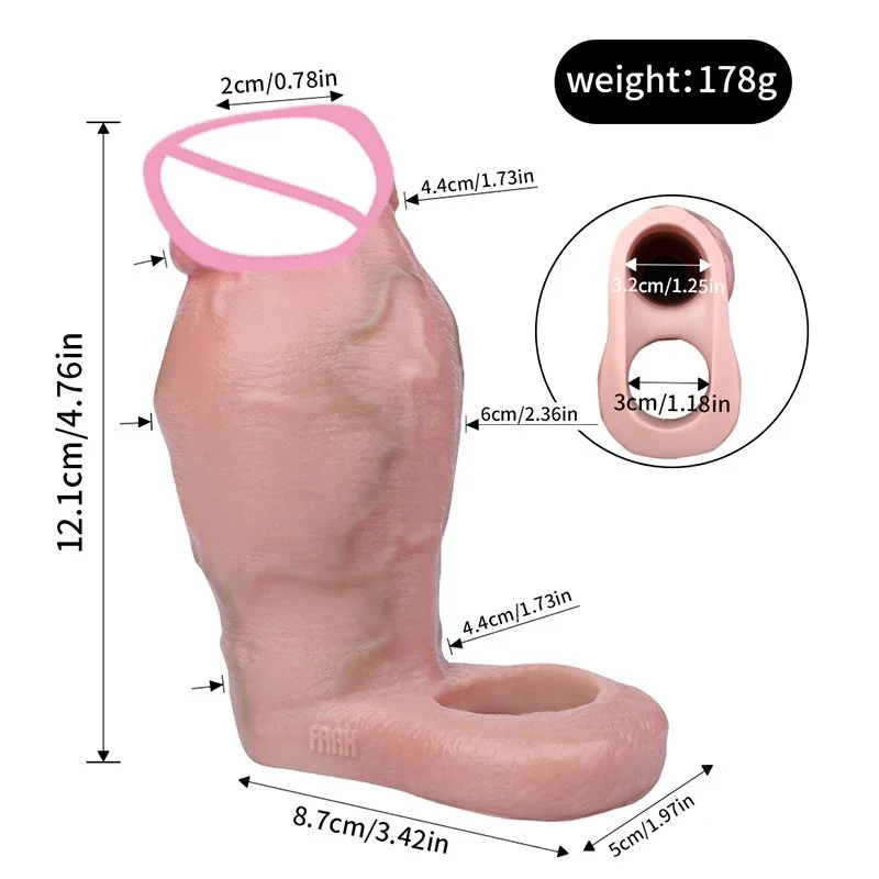 Big Knot Realistic Hollow Dildo Sex Toy for Men Dick Extend Silicone Male Dick Sheath With Anti-drop for Adult Sex