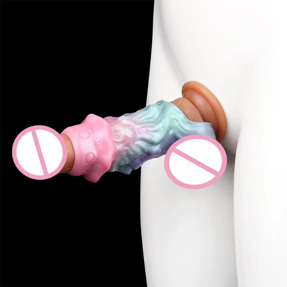 Fantasy Crimson Sprout Hollow Penis Soft Silicone Sheath Stretchable Enlarge Sex Toys Monster Cock Sleeve for Male