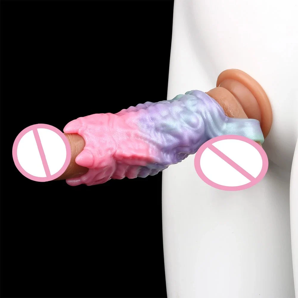 Fantasy Dragon Head Modeling Penis Monster Cock Sleeve Soft Sheath Stretchable Enlarge Sex Toys Dildo Sleeve for Male
