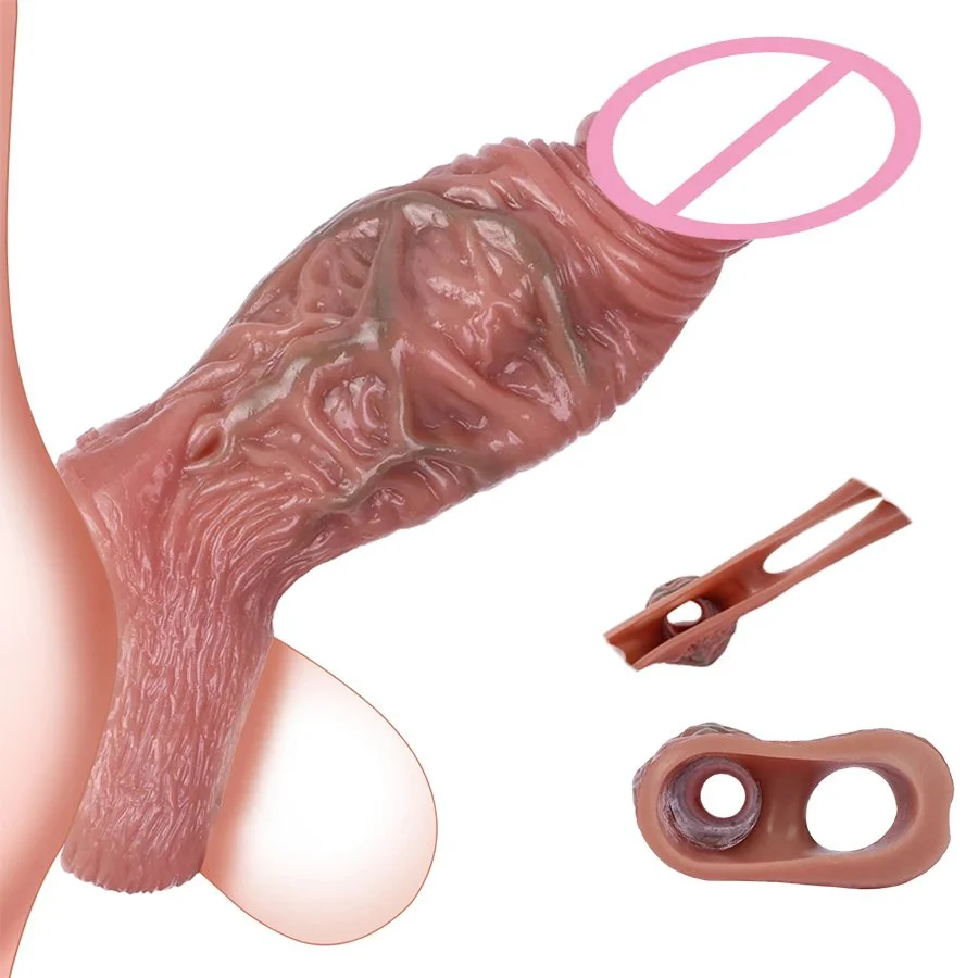 Cock Extender Sleeve Penis Reusable Penis Sleeve Cock Ring 2.56 Inch Ultra-Soft Penis Enlarger for Couples Sex Toys for Men