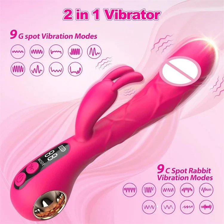 9 Modes Display Screen Clitoral Stimulator Rechargeable Rabbit Vibrator Sex Toy for Women