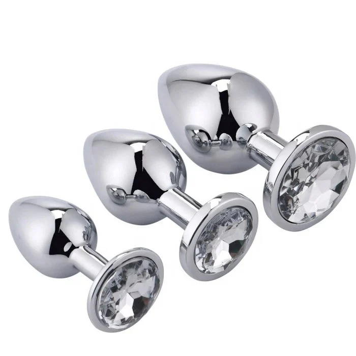 Sex Toys Stainless Steel and Silicone Metal Butt Plug Expander with Jewelry Anal Plug Set