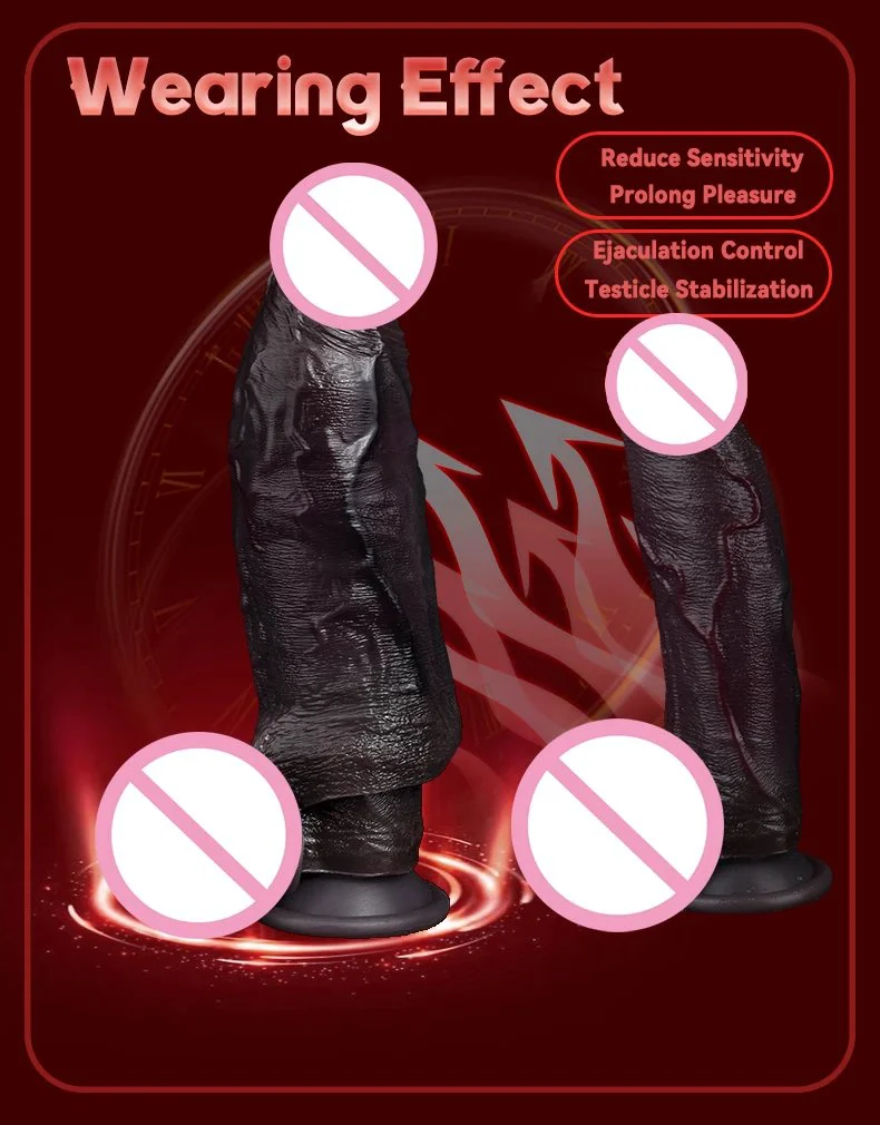 7.68in Male Silicone Penis Extender Easy-to-Clean Platinum Silicone Adult Toy Black Knight Series Penis Sleeve