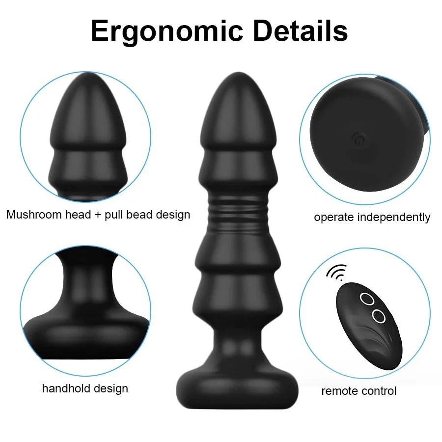 Wireless Remote Control Prostate Massager Thrusting Telescopic Vibrating Anal Plug Sex Toy