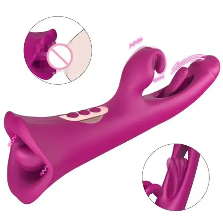 9 Frequency 3 in 1 Clitoral Sucking Mouth Tongue Licking Flapping Rabbit Vibrator Sex Toys for Women