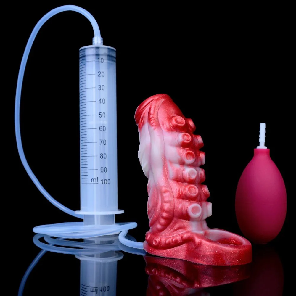 Curved Penis Sleeve Extender Animal OctopusTentacle Fantasy Dildo Hollow Penis Prolong Enlargement Easy Penetration for Men