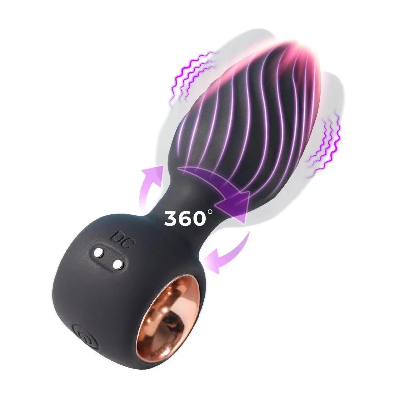 360° Rotation Adult Silicone Sex Toys Men's Prostate Massager and Anal Plug Vibrator with 9 Vibrating Functions