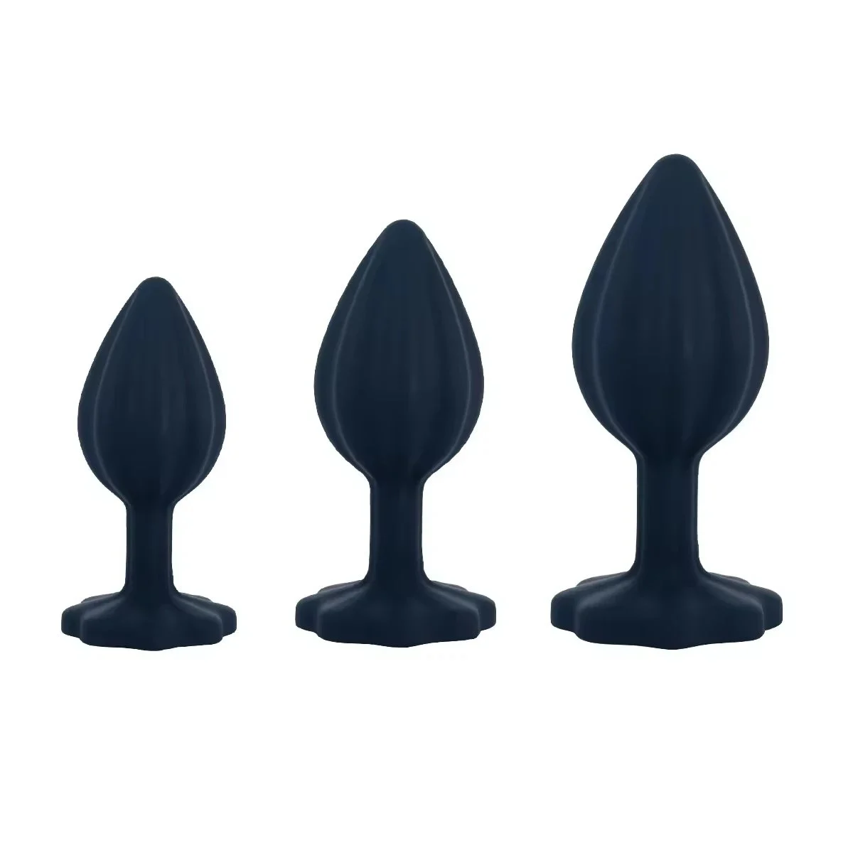 Anal Plug Set 3 Piece Black Silicone Butt Plugs for Men Anal Trainer Toy Graduated Sizes for Comfortable Use