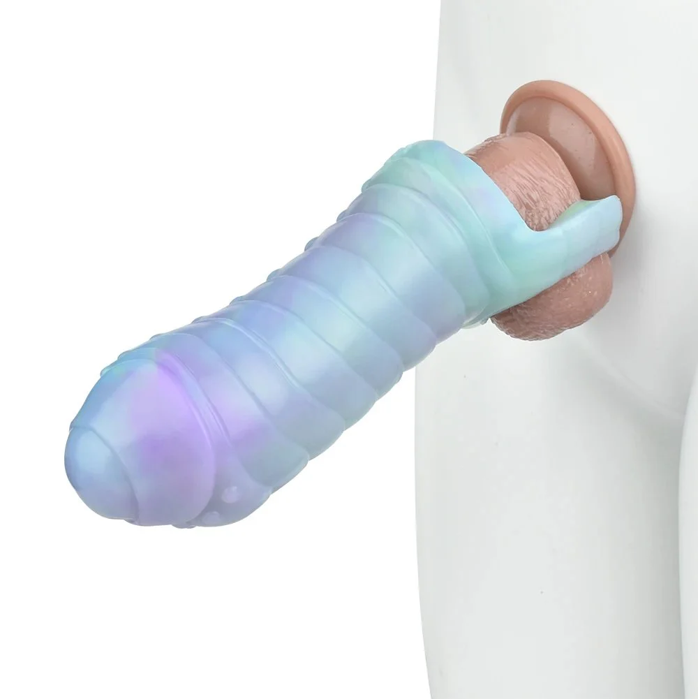 Lotus Color Clear Condoms Real Feeling Penis Extension Sleeve Reusable Condom for Men Physical Delayed Condom Enlargement