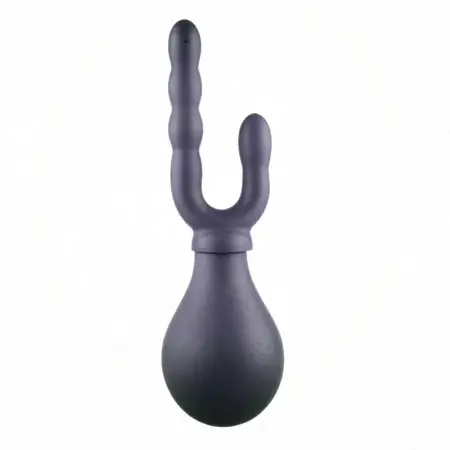 Anal and Vagina Double Heads Enema Bulb Straight Plug-in Sex Shower Anal Cleaner