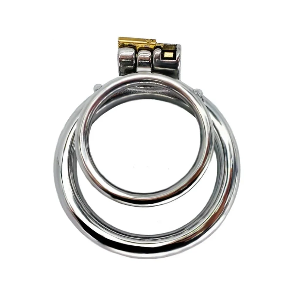 Chastity Cage Products Double Circular Ring Design Skeleton 304 Stainless Steel Chastity Device Adult Flirting