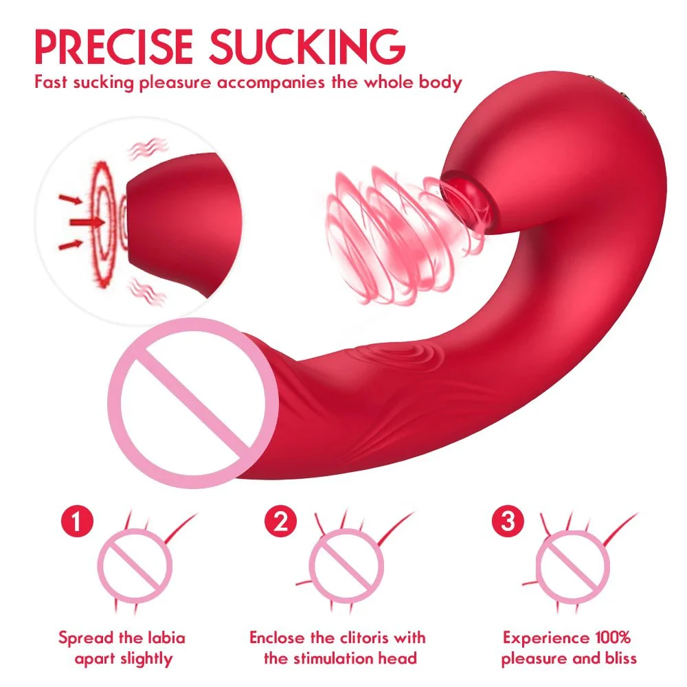 2 in 1Clitoral Stimulation Suction and Vibration Female Massage Masturbator Sex Toy for Women