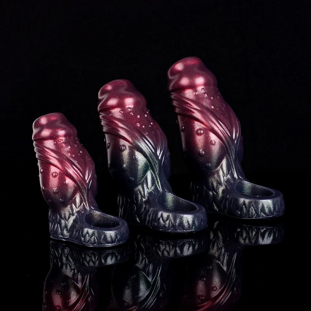 Fantasy Sheath Demon Silicone Toy Wearable Cock Sleeve Extender Sleeve Penis 3 Active Size Big Knot
