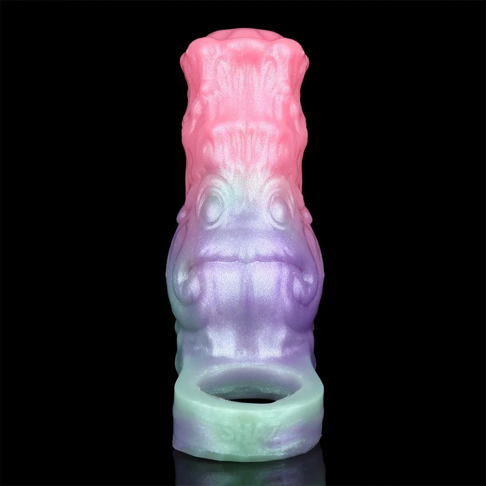 Fantasy Wyrm Bloom Hollow Monster Cock Sleeve Soft Silicone Stretchable Penis Sheath for Men Wearable Dildo Enlarger Toy