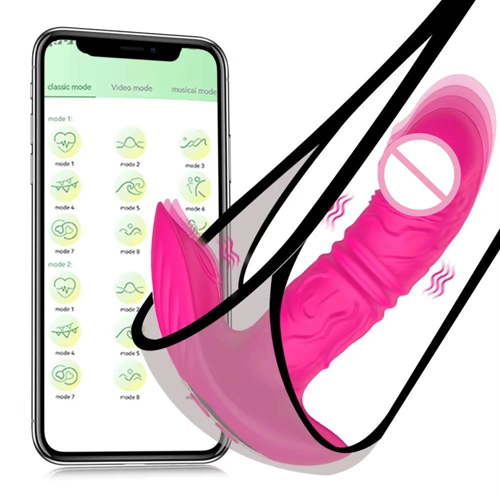 APP Remote Control Invisible Wearable Panty Vibrator Telescopic Vibrating Dildo Sex Toys for Women