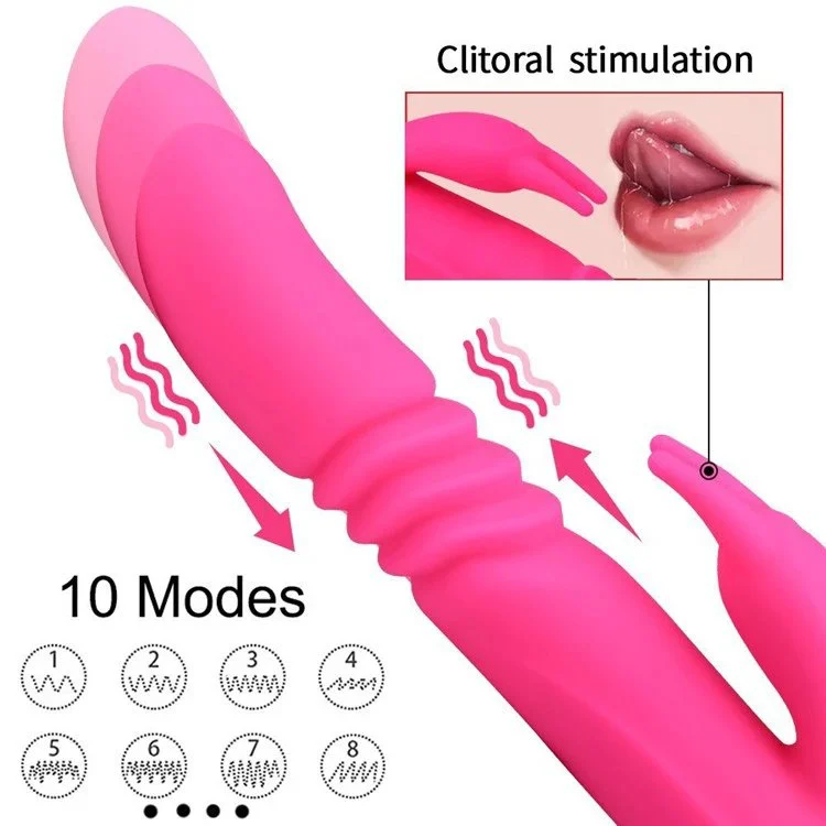 360 Degree Rotating Dildo Vibrator with Heating Telescopic Vibrating AV Rabbit Vibrator Female Masturbator!