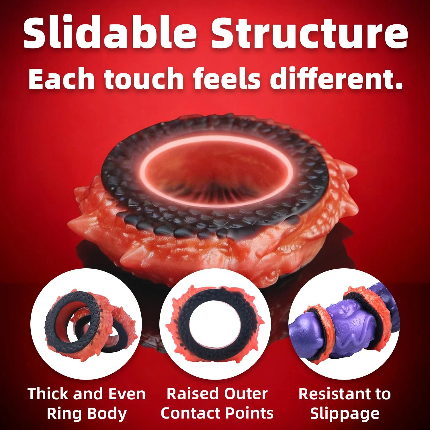 Fiery Scale Ring Clan Orange Melting a Set of 4 Penis Rings Designed for Secure Restraint and Effective Delay for BDSM