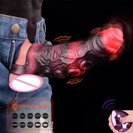 Monster Tentacle Penis Sleeve Cock Sleeve Vibrator Penis Extender Vibrating Cock Ring 10 Modes Remote Control, Enlarger for Men