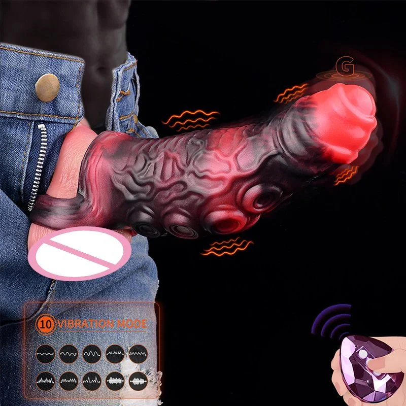 Monster Tentacle Penis Sleeve Cock Sleeve Vibrator Penis Extender Vibrating Cock Ring 10 Modes Remote Control, Enlarger for Men