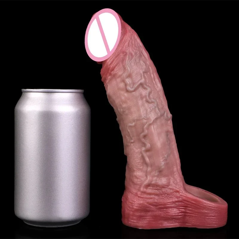 Large Size Dildo Sleeve Effectively Extend the Length of the Penis Silicone Simulation Male Penis Sleeve