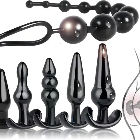 6-Piece ABS Anal Butt Plug & Dilator Set 100% Waterproof Anal Massager for Men and Women
