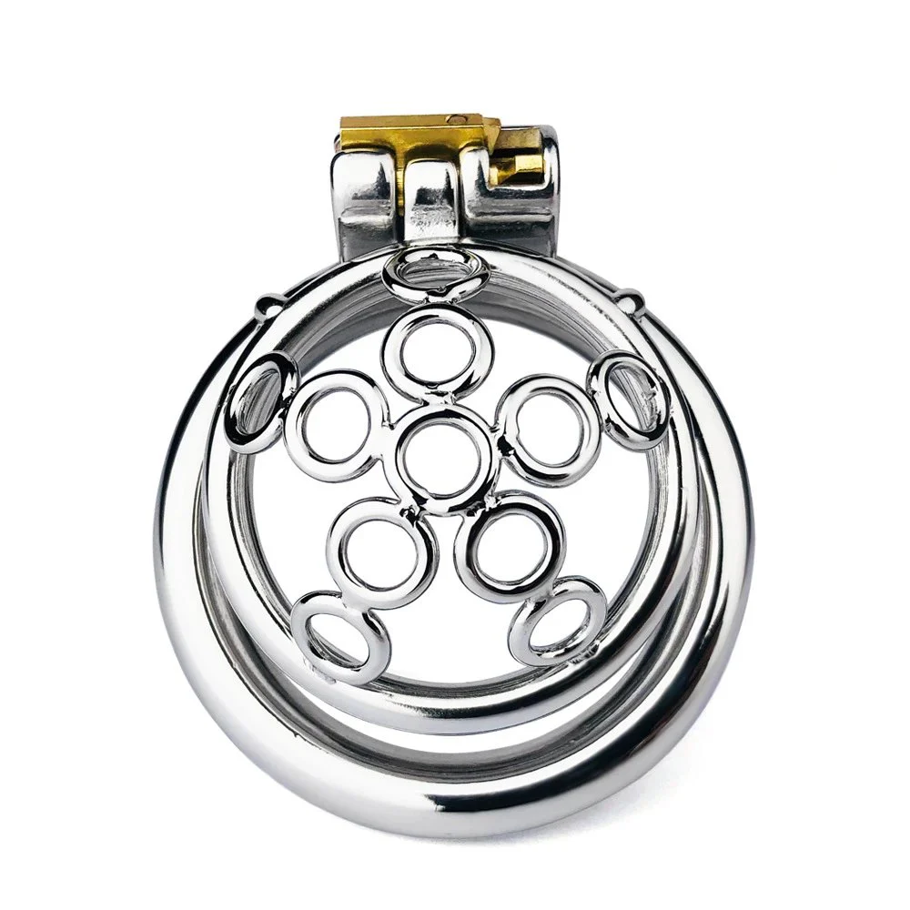 Five Star Wheel Hand Forged Spliced Fine Polished Stainless Steel Chastity Lock Male Adjustable Erotic