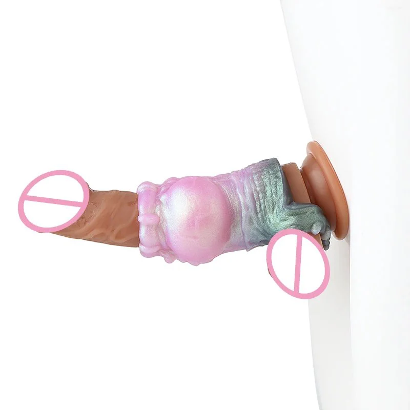 Fantasy Penis Sleeve Dog Knot Design Realistic Male Penis Extender Three Sizes Available Safe Silicone Material