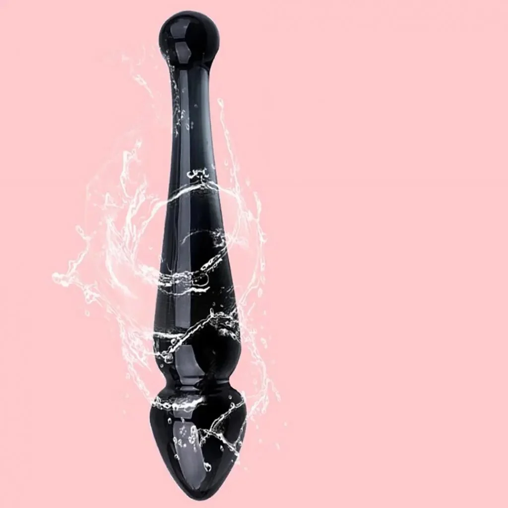 4Pcs Set Black Crystal Glass Dildo Adult Sex Toy Male Prostate Massager Glass Anal Beads Butt Plug for Men Women Masturbation