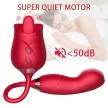 2 in 1 USB Charger Flower Red Rose Vibrator Silicone Dildo Vibrator Moves up and Down Rose Vibrator
