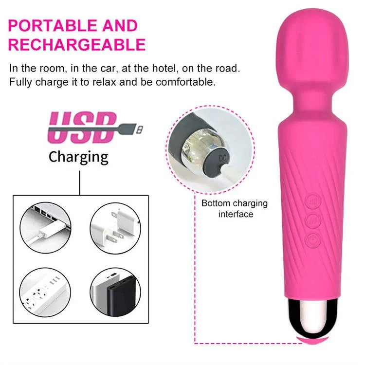 20 Frequency Sex Toy AV Vibrator Rechargeable Handheld Waterproof Cordless Personal Massage Wand