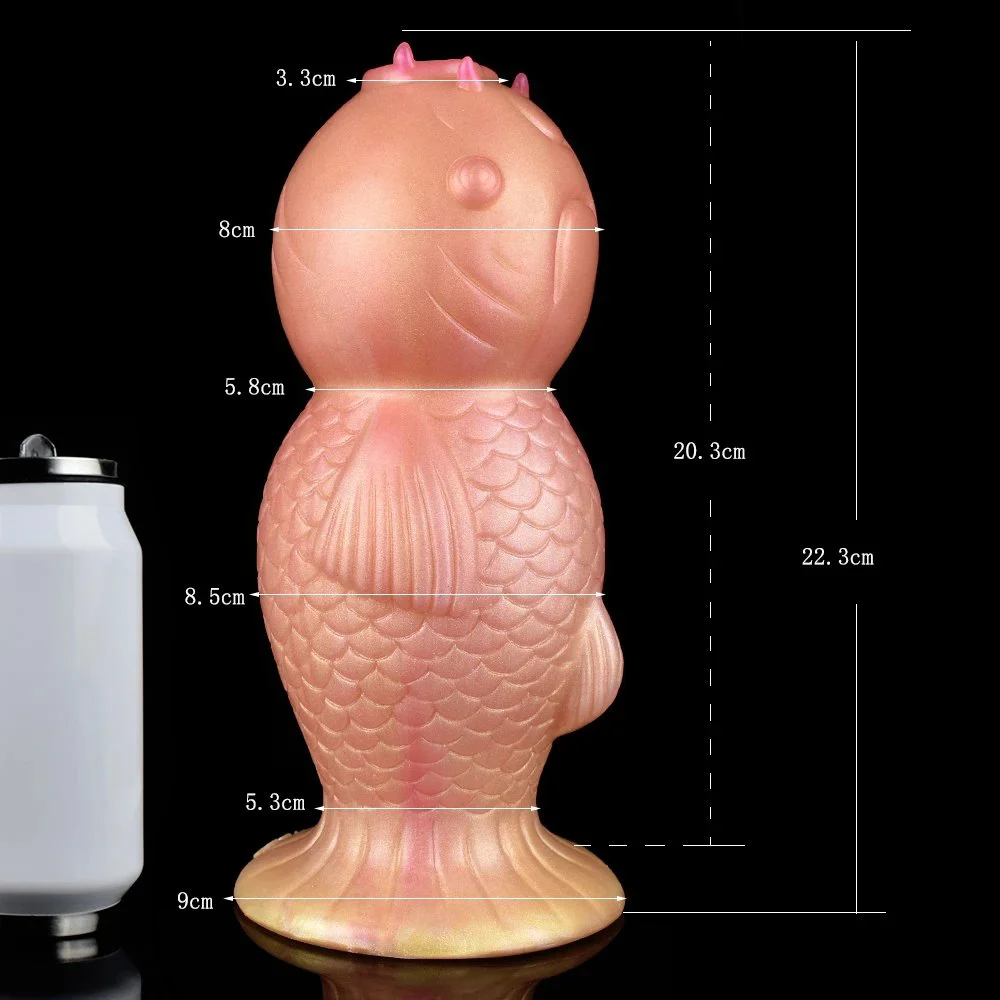 8 Inch Artificial Large Size Lifelike Fish Shape Anal Plug Soft Silicone Insertable Sex Toy Big Anal Dildos