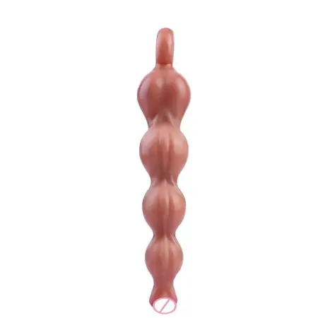 Adult Sex Anal Plug with Bead Design Simulates Skin Color and Has Vibration or Non-vibration Options Suitable for Role Fantasy