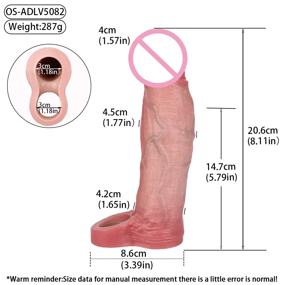 Liquid Silicone Material Vibrating Male Penis Extender with Stimulating Penis Sleeve for Easy Wearing