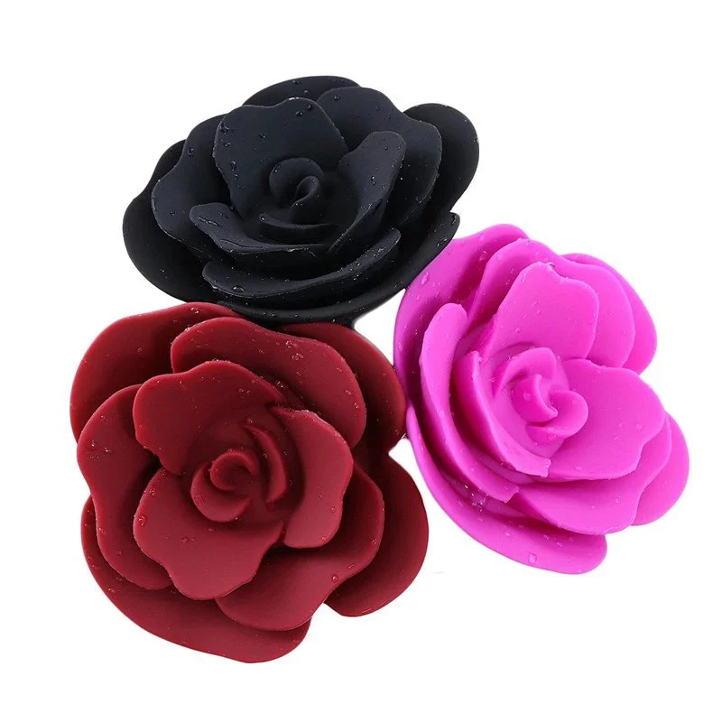 Anal Rose Toy Silicone Rose Flower Butt Plug Anus Expander Masturbator Dilator Female Anal Plug Adult Sex Toys for Women and Men