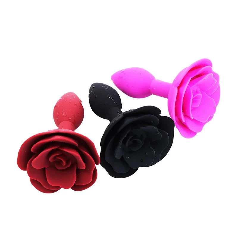 Anal Rose Toy Silicone Rose Flower Butt Plug Anus Expander Masturbator Dilator Female Anal Plug Adult Sex Toys for Women and Men