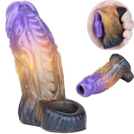 Dragon Penis Extender Sleeve,Fantasy Penis Enlarger Sleeve with Cock Ring, Animal Penis Sheath Male Adult Sex Toy