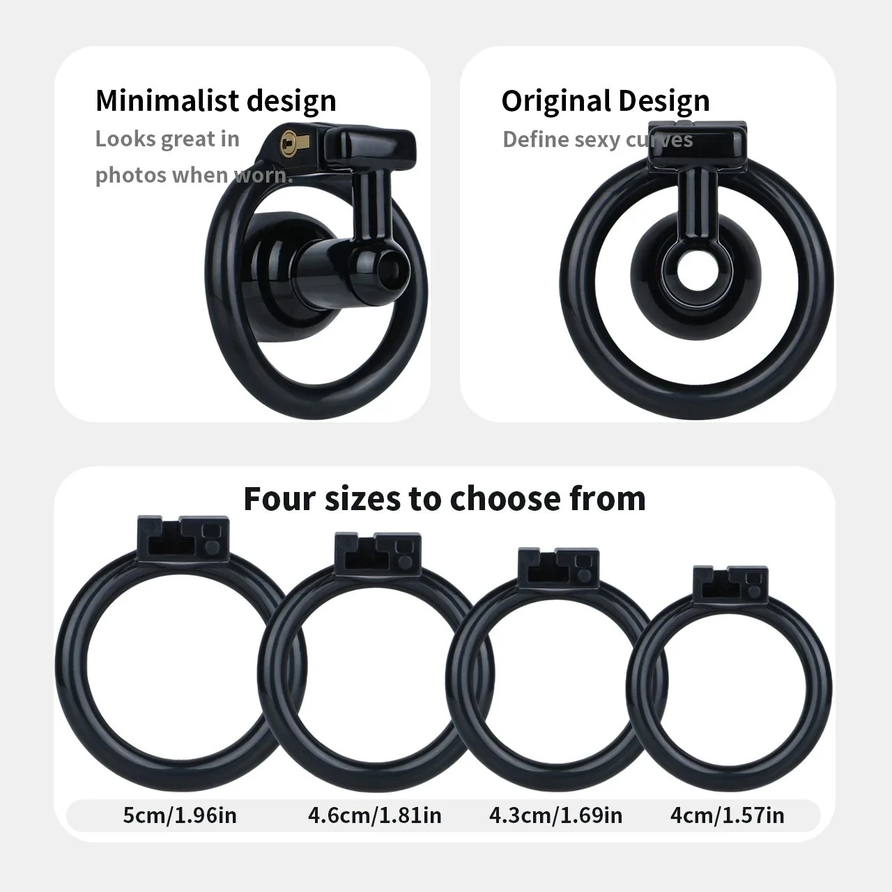 Inverted Chastity Cage Micro Sex Toy Set with 4 Cock Rings Chastity Belt Penis Lock Adult Bondage Devices for Men
