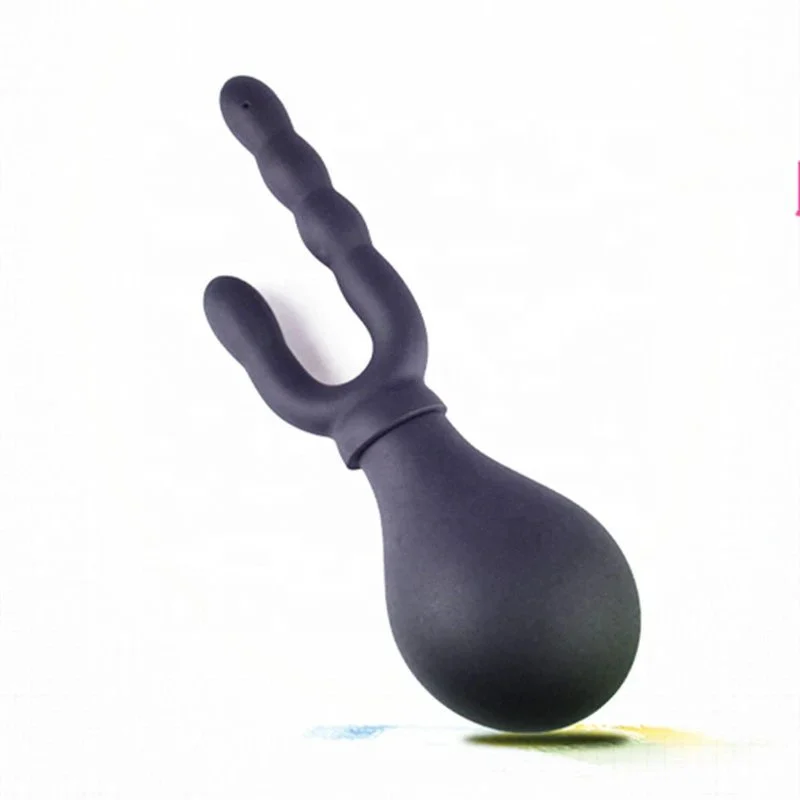 Anal and Vagina Double Heads Enema Bulb Straight Plug-in Sex Shower Anal Cleaner