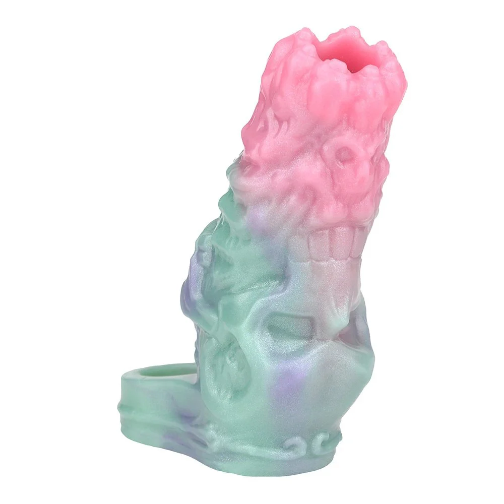 Male Penis Extender Fantasy Monster Dildo Galactic Charm Soft Silicone Open Penis Enlargement Sleeve Sex Toy