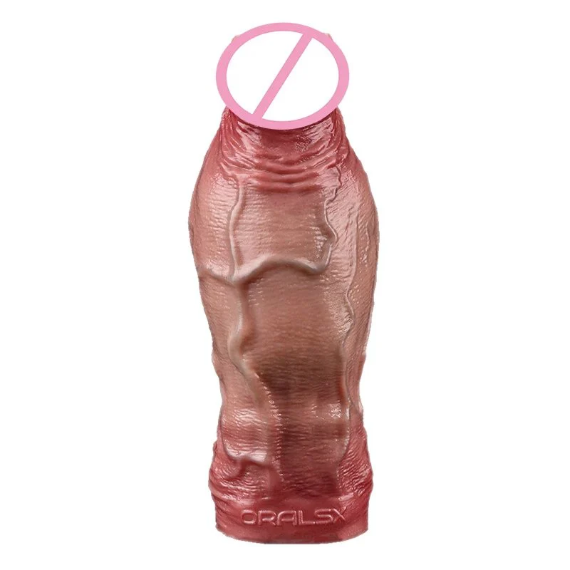 Enlarged Male Penis Extender Realistic Skin-Like Feel Silicone Penis Sleeve with Lifelike Texture 18+ Adult Toy
