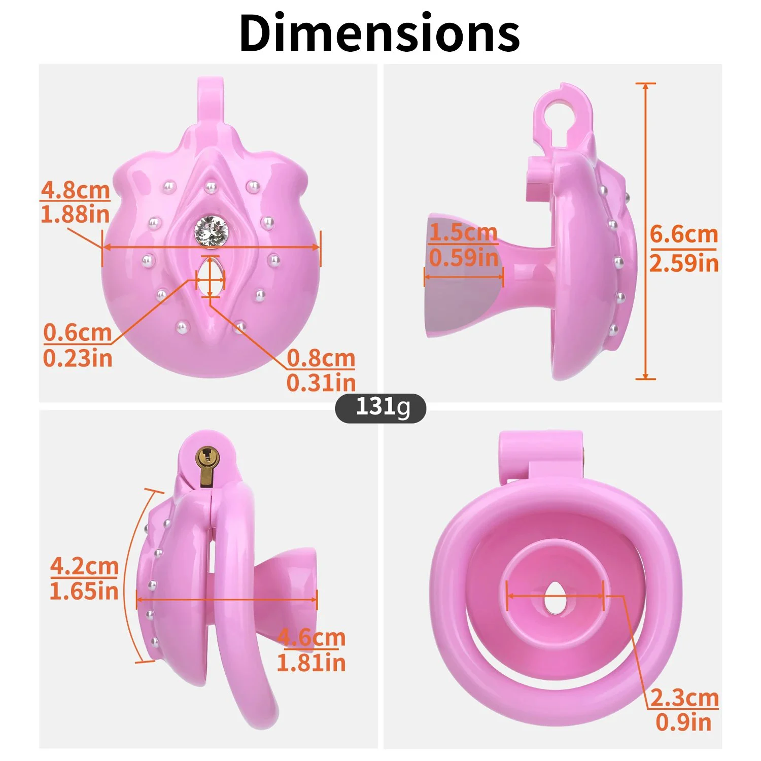 Inverted Flat Pinky Chastity Cage Clitoris 4 Size Ring Wearable Kit for Femboy Chastity Cage Belt Sissy Toys