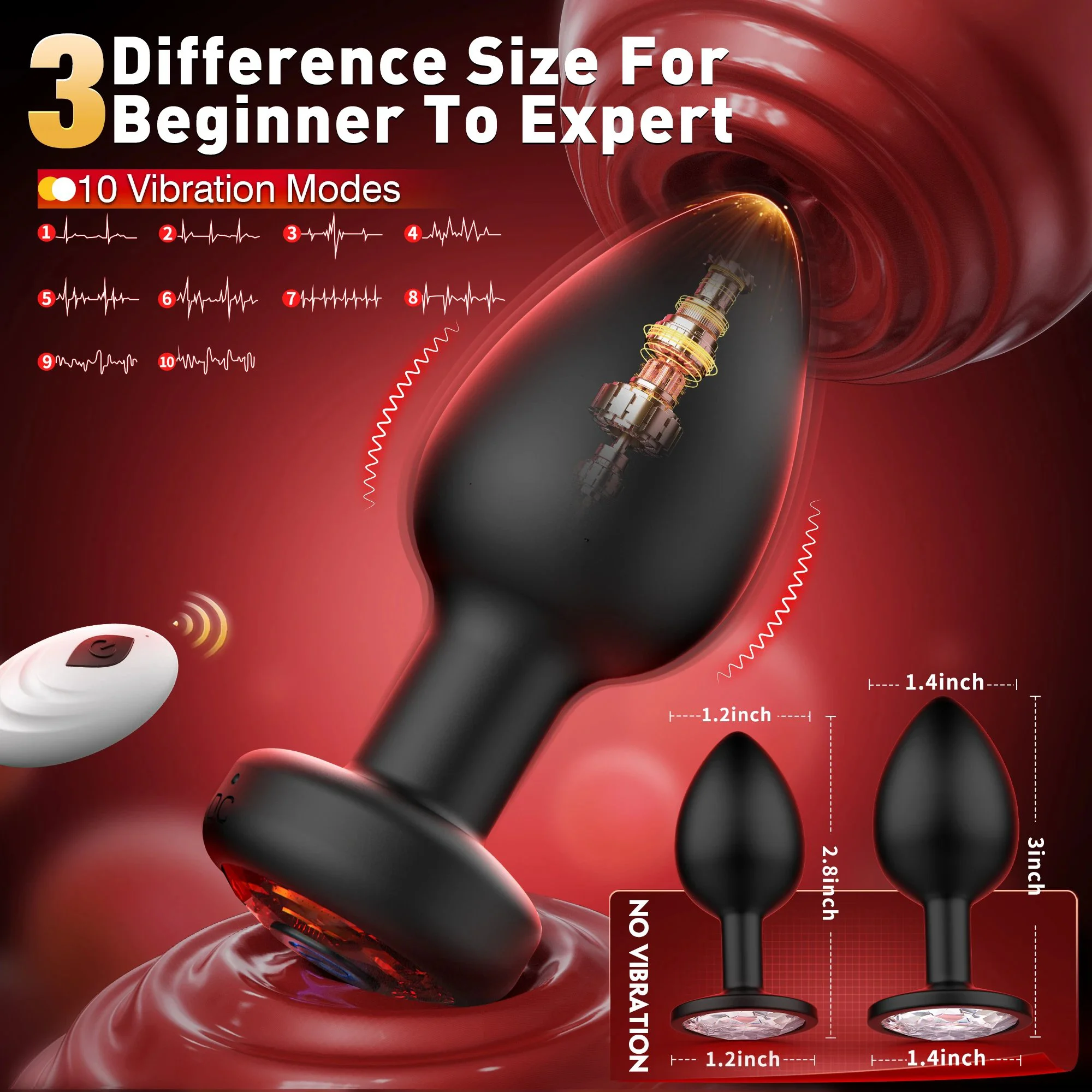 Silicone Flexible Wireless Remote Control Butt Anal Plug Vibrator 10-Frequency Vibration for Men Women Unisex Adult Use