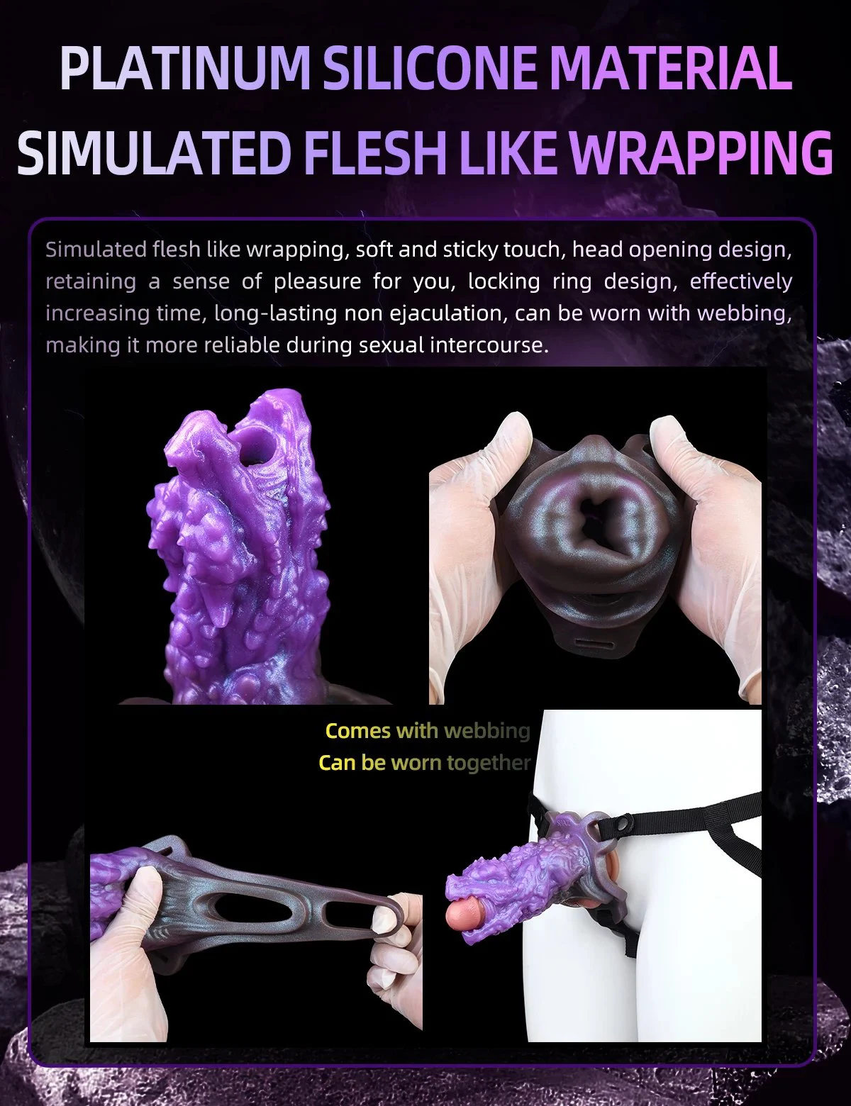 Dragon Penis Sheath Male Cock Enlargement Liquid Silicone Sleeve Sex Toys for Couples Wearable Hollow Animal Dildo