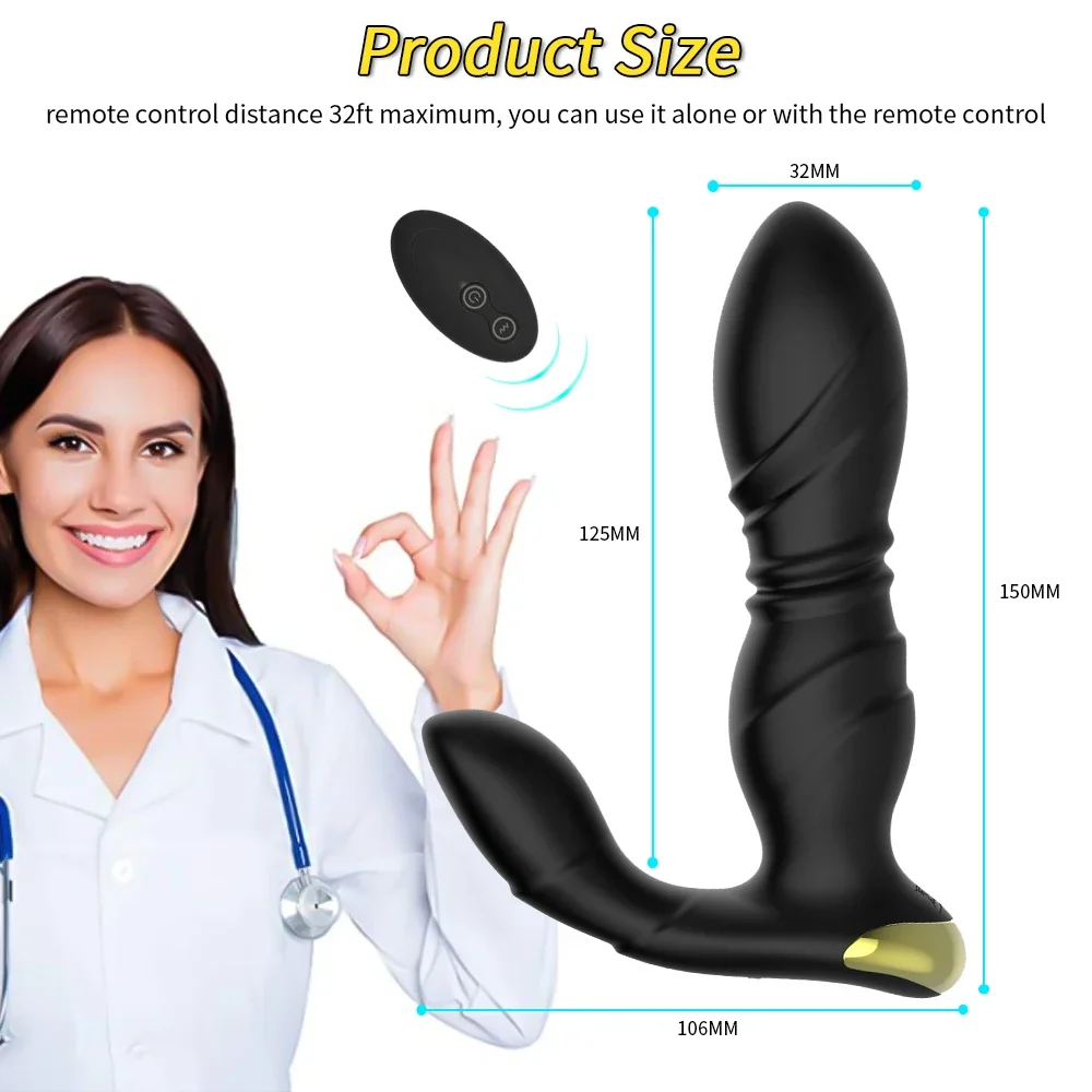 Wireless Control Multiple Stimulation Prostate Massager Anal Telescopic Vibrator Sex Toys