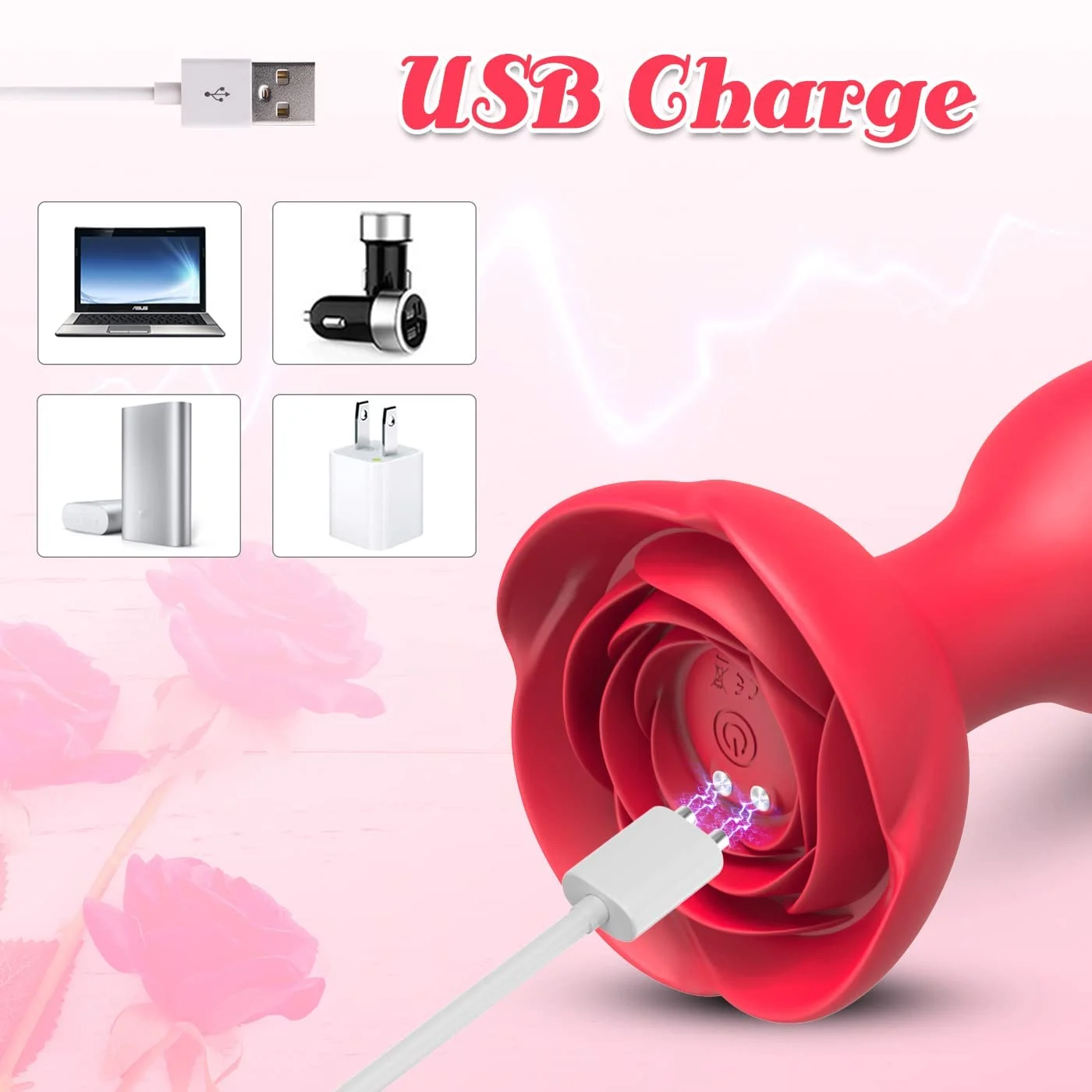 Wireless Remote Control Rose Anal Plug Male and Female Masturbation Vibrating Prostate Sex Toys Massager for Men